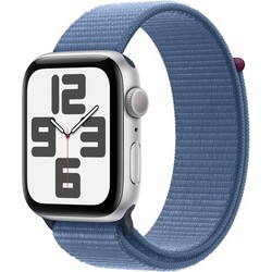 Умные часы Apple Watch SE 2023 GPS, 44 мм, корпус из алюминия серебристого цвета, ремешок Sport Loop цвета грозовой синий
