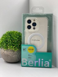 Чехол пластиковый с силиконовыми бортами Berlia magnetic case iPhone 16 Pro Max (6.9") прозрачный