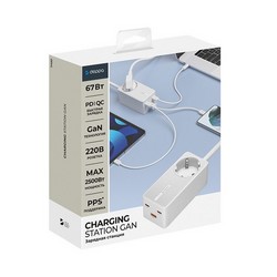 Зарядная станция Deppa USB + 2xType-C + AC, PD, QC 67Вт D-11450, Белый