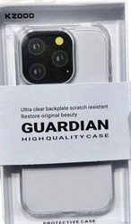 Чехол-накладка пластиковая KZDOO Guardian для Iphone 15 Pro Max (6.7") с силиконовым бортом Прозрачный