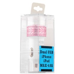 Разделитель автомобильный COTECi X3 Flash Shield Series Dual USB для Apple&Android (4.8A) CS2014-PKR Розовый
