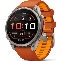 Умные часы Garmin Fenix 9 Pro 47mm Amoled Sapphire Titanium with Autumn Orange/Spark Orange Silicone Band (010-04336-06)