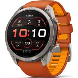 Умные часы Garmin Fenix 9 Pro 51mm Amoled Sapphire Titanium with Autumn Orange/Spark Orange Silicone Band (010-04337-06)