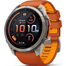 Умные часы Garmin Fenix 9 Pro inReach 51mm Amoled Sapphire Titanium with Autumn Orange/Spark Orange Silicone Band (010-04337-01