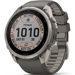 Умные часы Garmin Fenix 9 Pro inReach 51mm Solar Sapphire Titanium with Pebble Gray/Silver Gray Silicone Band (010-04339-01)