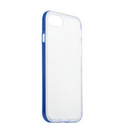 Чехол&бампер силиконовый прозрачный для iPhone SE (2020г.)/ 8/ 7 (4.7) в техпаке Синий борт