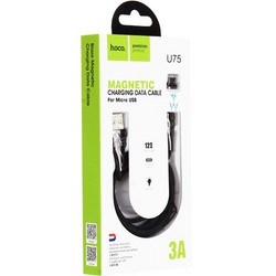 Дата-кабель USB Hoco U75 Magnetic charging data cable for MicroUSB (1.2м) (3A) Черный