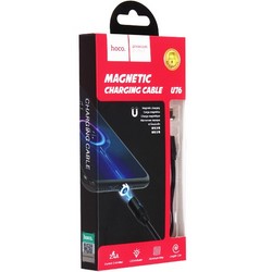 Дата-кабель USB Hoco U76 Magnetic charging data cable for Lightning (1.2м) (2.4A) Черный