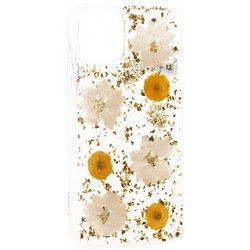 Чехол-накладка пластиковая KZDOO Flowers TPU+Dried Flowers+Lucite для Iphone 11 Pro Max (6.5") силиконовый борт Желтая