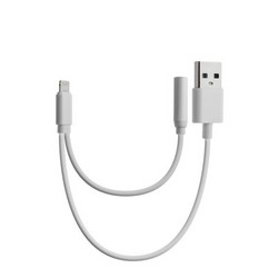 Аудио-переходник&USB дата-кабель для iPhone XS Max/ XS/ XR/ X/ 8 Plus/ 8/ 7 (выход 3,5 мм для наушников & дата-кабель) Белый