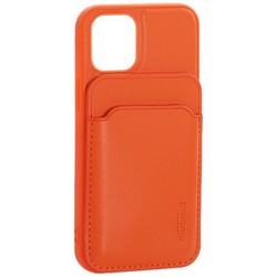 Чехол-накладка кожаный Mutural для Iphone 12 mini (5.4&quot;) с бумажником MagSafe Оранжевый