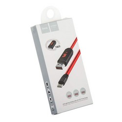 Дата-кабель USB Hoco U29 LED displayed timing Lightning (1.2 м) Красный