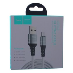 Дата-кабель USB Hoco U46 Tricyclic silicone charging data cable MicroUSB (1.0 м) White