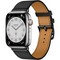 Умные часы Apple Watch Hermes GPS + Cellular, 45mm Silver Stainless Steel Case with Noir Swift Leather Single Tour MX2R2 - фото 22530