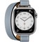 Умные часы Apple Watch Hermes GPS + Cellular, 41mm Silver Stainless Steel Case with Bleu Lin Attelage Double Tour MKG33 - фото 22537
