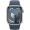 Умные часы Apple Watch Series 9, 41 мм, корпус из алюминия серебристого цвета, спортивный ремешок цвета грозовой синий - фото 35221