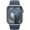 Умные часы Apple Watch Series 9, 45 мм, корпус из алюминия серебристого цвета, спортивный ремешок цвета грозовой синий - фото 35244