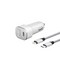 Разделитель автомобильный Deppa (MFI) USB + USB Type-C: (PD 3.0 D-11292 18 Вт) & Usb-кабель Type-C-Lightning нейлон Белый - фото 6769