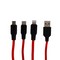USB дата-кабель Hoco X21 Silicone 3в1 Lightning+Micro-USB+Type-C (1.2 м) Black & Red - фото 4990